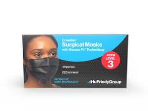 Crosstex™ Surgical Face Mask with Secure Fit™ Technology, ASTM Level 3, Black, Ear Loop, 50/Box, GCFBKSF thumbnail 13