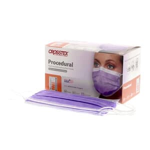 Crosstex Procedural Earloop Face Masks, ASTM Level 2, Lavender, One Size Fits All, 50/Box - Procedural Earloop Face Masks ASTM Level 2 Lavender Box/50 - Image 1