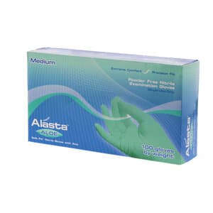 Alasta Aloe Soft-Fit Nitrile Exam Gloves, Powder-Free, Non-Sterile, Medium, Green, Textured Fingers, 100/Box, AA100M thumbnail 12