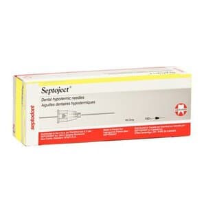 Septodont Septoject Dental Hypodermic Needles, 27 Gauge Long, Yellow Plastic Hub, 100/Bx, #N1272 - SeptoJect 27ga Long Yellow Plastic Hub (100) - Image 1