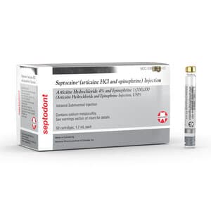 Septocaine 4% Articaine HCl with Epinephrine 1:200,000 Injection, 1.7 mL Cartridges, Box of 50 - Septocaine 4% Articaine w/EPI 1:200M (50) - Image 1