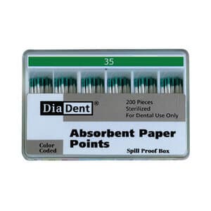 DiaDent Absorbent Paper Points, #35, Green, .02 Taper, Non-Marked, Spill-Proof Box of 200 thumbnail 4