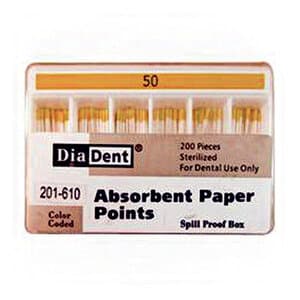 DiaDent Absorbent Paper Points, #50 (Yellow), .02 Taper, Non-Marked, Spill-Proof Box of 200 thumbnail 4