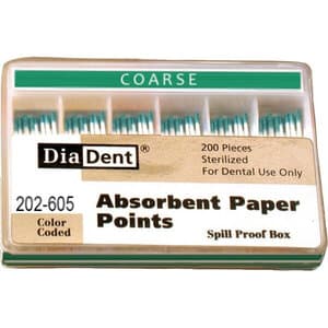 DiaDent Absorbent Paper Points, Coarse, Green, .02 Taper, Non-Marked, Spill-Proof Box of 200 thumbnail 5