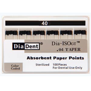 Diadent Dia-ISO GT Absorbent Paper Points, .04 Taper, Size #40, Pack of 100 - PAPER POINTS ISO-GT .04 #40 PK 100 - Image 1