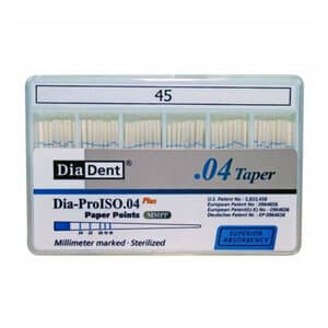 Diadent Dia-ISO GT Absorbent Paper Points, .04 Taper, Size #45, Pack of 100 - PAPER POINTS ISO-GT .04 #45 PK 100 - Image 1