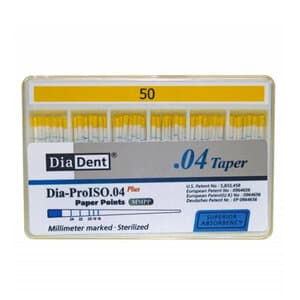 Diadent Dia-ISO GT Absorbent Paper Points, .04 Taper, ISO Size 50, Pack of 100 - PAPER POINTS ISO-GT .04 #50 PK 100 - Image 1