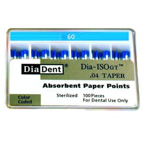 Diadent Dia-ISO GT Absorbent Paper Points, .04 Taper, Size #60, Pack of 100 - PAPER POINTS ISO-GT .04 #60 PK 100 - Image 1