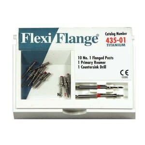 Flexi-Flange Post Titanium Refill Kit, Size 1 (Red), 10 Posts with Reamer and Countersink Drill, 435-01 thumbnail 7
