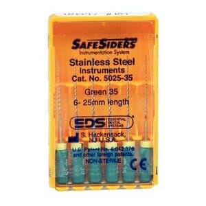 SafeSiders Endodontic Hand Reamers, #35, 25mm, 0.02 Taper, Stainless Steel, Green, 6/Pack, 5025-35 thumbnail 7