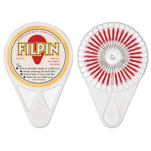 Filpin Self-Shearing Titanium Retention Pins, Universal, 0.60 mm/0.021", Red, Standard Package (35 Pins + 1 Drill), PIN101 thumbnail 4