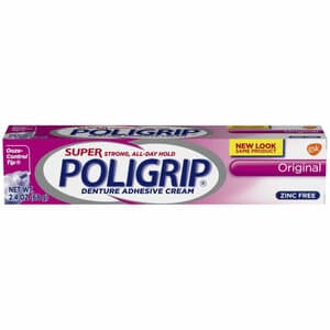 Super Poligrip Denture Adhesive Cream, Zinc Free Original, 2.4 oz Tube thumbnail 7