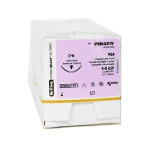 Hu-Friedy Perma Sharp PGA Absorbable Suture, 5-0, Undyed Braided, C-6 Needle, 3/8 Circle Reverse Cutting, 27", 12/Box, PSN421V thumbnail 9