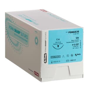 Hu-Friedy Perma Sharp Silk Black Braided Non-Absorbable Suture, 4-0, 18", C-6 Reverse Cutting 3/8 Circle Needle, 12/Box, PSN683S thumbnail 10