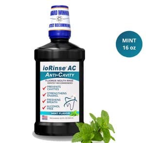 ioRinse AC RTU Oral Rinse with Fluoride, Alcohol-Free, Soft Mint, 16 oz Bottle, Case of 24 - ioRinse AC RTU Oral Rinse w/Fluoride, Mint 16oz - Image 1