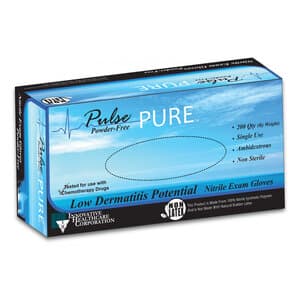 Pulse PURE Accelerator-Free Nitrile Exam Gloves, Powder-Free, Non-Sterile, Textured, Medium, Blue, 200/Box - Nitrile Exam Glove Powder-Free - Image 1