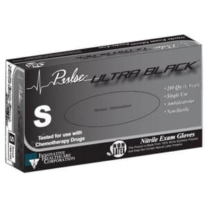 Pulse Ultra Black Nitrile Examination Gloves, Powder Free, Non-Sterile, Small, 200/Box - Gloves Exam Small Black Nitril - Image 1