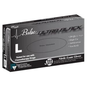 Pulse Ultra Black Nitrile Examination Gloves, Powder Free, Non-Sterile, Large, 200/Box - Gloves Exam Large Black Nitril - Image 1