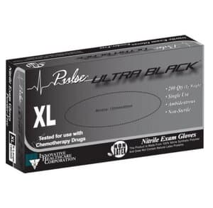 Pulse Ultra Black Nitrile Examination Gloves, Powder-Free, Non-Sterile, X-Large, 200/Box - Gloves Exam X-Large Black Nitr - Image 1
