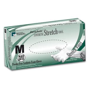 DermAssist™ Synthetic Stretch Vinyl Exam Gloves, Powder Free, Non-Sterile, Medium, Clear, 100/Box, Series 162 - DermAssist™ Synthetic Stretch Vinyl Exam Gloves – Powder Free, 100/Box - Medium - Image 1