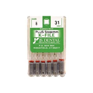 JS Dental K-Files PLUS Stainless Steel Endodontic Hand Files, 31mm, Size #08 (ISO 8), Gray, 6/Box thumbnail 3