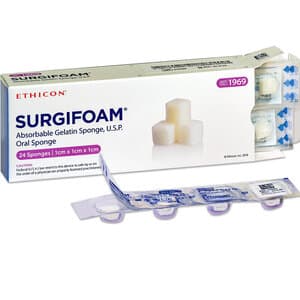 Ethicon Surgifoam Absorbable Gelatin Sponge, 1 cm x 1 cm x 1 cm, Pack of 24 - ETHICON SURGIFOAM PK24 1CM X 1CM X 1CM - Image 1