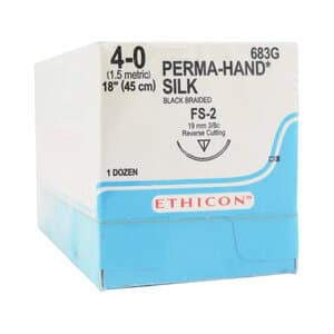 Perma-Hand Silk Suture, 4-0, 18", FS-2 Reverse Cutting Needle, Black, Non-Absorbable, 12/Box thumbnail 2