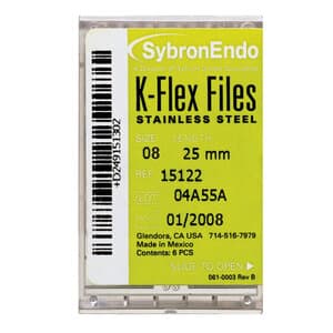Kerr K-Flex Endodontic Files, #08 (Gray), 25 mm, Stainless Steel, 6/Box, 15122 thumbnail 17