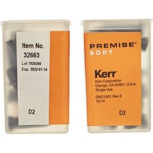 Kerr Premise Universal Nanofilled Composite, Body Shade D2, Unidose Refill, 0.2 g per Tip, 20 Tips/Box, #32663 thumbnail 11