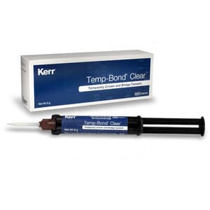 Kerr Temp-Bond Clear with Triclosan Temporary Cement, Automix Syringe, 6 g, Clear, 1 Syringe + 10 Mixing Tips, #33351 thumbnail 18