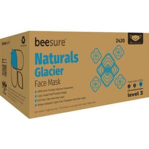 BeeSure Naturals Procedure Face Mask, ASTM Level 3, Ear Loop, Glacier Blue, 50/Box, BE2420 thumbnail 4