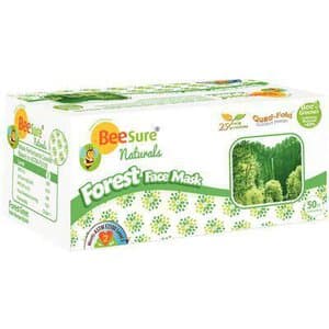 BeeSure Naturals Procedure Face Mask, ASTM Level 3, Forest Green, Ear Loop, Pleated, 50/Box, BE2440 thumbnail 4