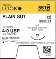 LOOK™ Sharpoint™ 4-0 Plain Gut Suture, 27", C-6 3/8 Circle Needle, Beige, 12/Bx - 4/0 Gut Suture, Plain, 27", C6, 12/bx - Image 1