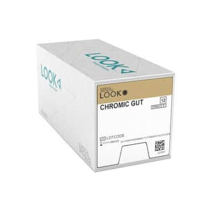 LOOK Sharpoint Chromic Gut Suture, 5-0, C-26 1/2 Circle Needle, Undyed, 18", 12/Bx - 5/0 Chromic Dental Suture, Gut, 18", C26, 12/bx - Image 1