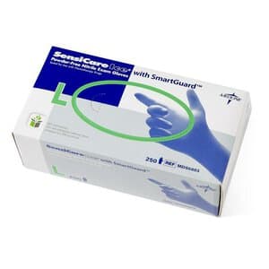 Medline SensiCare Nitrile Examination Gloves, Powder Free, Non-Sterile, Large, Blue - MED UCH SENSICARE GLOVE LRG - Image 1