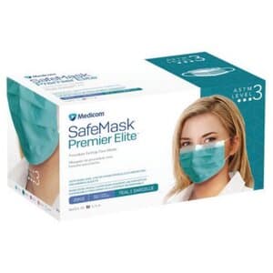 SafeMask Premier Elite Procedure Earloop Face Mask, ASTM Level 3, Teal, One Size Fits Most, 50/Box, 2043 thumbnail 18