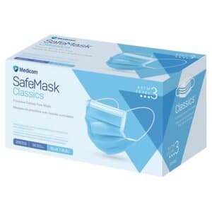 Medicom SafeMask Classics Procedure Earloop Face Mask, ASTM Level 3, Blue, Box of 50 - SAFEMASK CLASSICS BLUE LEVEL 3 BOX 50 - Image 1