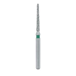Meisinger FG Single-Use Diamond Bur, Coarse, Long Pointed Taper, 1.2mm Diameter, 10mm Length, Green Ring, #1712.10C, 25/Pack thumbnail 4