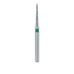 Meisinger Singles Disposable Diamond Bur, FG Friction Grip, Pointed Taper (Torpedo), Coarse (Green), 1.2mm Head Diameter, 8mm Working Length, #1712.8C, 25/Pack thumbnail 4