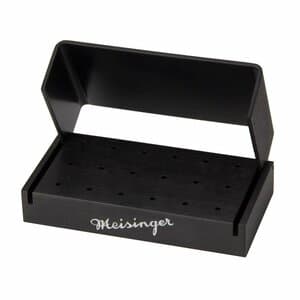 Meisinger Bur Block, Aluminum, 28 Hole, Black, for 28 FG Burs, Swivel Lid, Autoclavable, Each - Bur Block Black for 28FG - Image 1