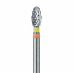 Meisinger Tungsten Carbide Twist Trimming & Finishing Bur, FG, Egg/Football, 7408, 2.3 mm, Extra Fine, Yellow/Orange, 5/Pk, D0379F-023-FG thumbnail 5