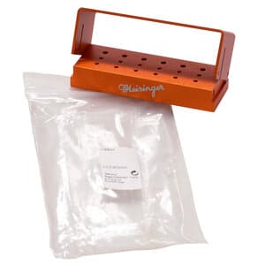 Meisinger OR603 Gel Bur Block, Orange, 6 RA Holes + 12 FG Holes, 73mm x 25mm x 29mm - OR603 GEL BURBLOCKS 6 RA Hole - Image 1