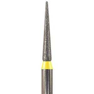 NeoDiamond® Finishing Burs – FG, Very Fine, Yellow, 25/Pkg - Pointed Cone, # 858, 1.4 mm Diameter, 8.0 mm Length thumbnail 3