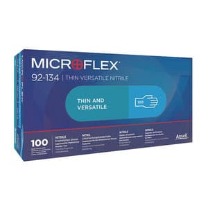 Ansell Microflex 92-134 Nitrile Exam Gloves, Powder Free, Non-Sterile, X-Small (5.5-6), Blue, Textured Fingertips, 100/Box, 92134060 thumbnail 9