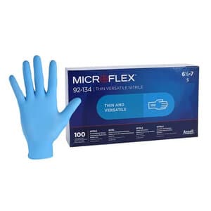 Ansell Microflex 92-134 Versatility Nitrile Exam Gloves, Powder Free, Textured, Small (6.5-7), Blue, 100/Box, 92134070 thumbnail 13