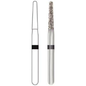 Midwest® #856/014 Super Coarse Multi-Use Diamond Bur, Taper Round End, Friction Grip Short Shank, 1.4 mm Diameter, 8.0 mm Length, Black Ring, 5/Pkg thumbnail 3