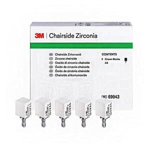 Chairside Zirconia CEREC Milling Block, 20mm, Shade A3, Pack of 5 - CHAIRSIDE ZIRCONIA CEREC BLOCK 20MM A3 PK5 - Image 1