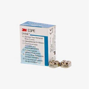 3M Unitek Permanent Stainless Steel Crown, Molar, Size LR1, Refill Pack of 5 - UNITEK CROWNS 2LR1 SS PERM. MOLAR - Image 1