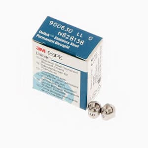 3M Unitek Permanent Stainless Steel Crowns, Lower Left Bicuspid, Size 0, Refill Pack of 5 - UNITEK CROWNS 2LL0 SS PERM. BICUSPID - Image 1
