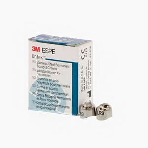 3M Unitek Permanent Stainless Steel Crown, LR-3 (Left Bicuspid), Refill Pack of 5 - UNITEK 2LR3 STAINLESS STEEL PERM. BICUSPID CROWN - Image 1